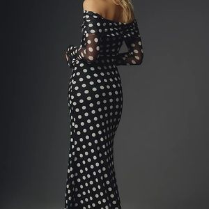 AFRM Long-Sleeve Off-The-Shoulder Mesh Maxi Dress - Small